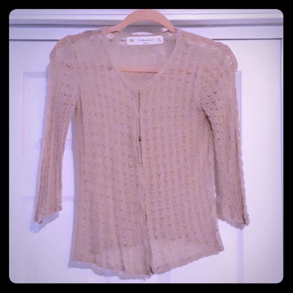 Zara knit Cardigan lightweight small tan